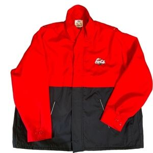 CocaCola Red Black Full Zip Collared Basic Jacket Sz 2XL Long Outdoors Workgear